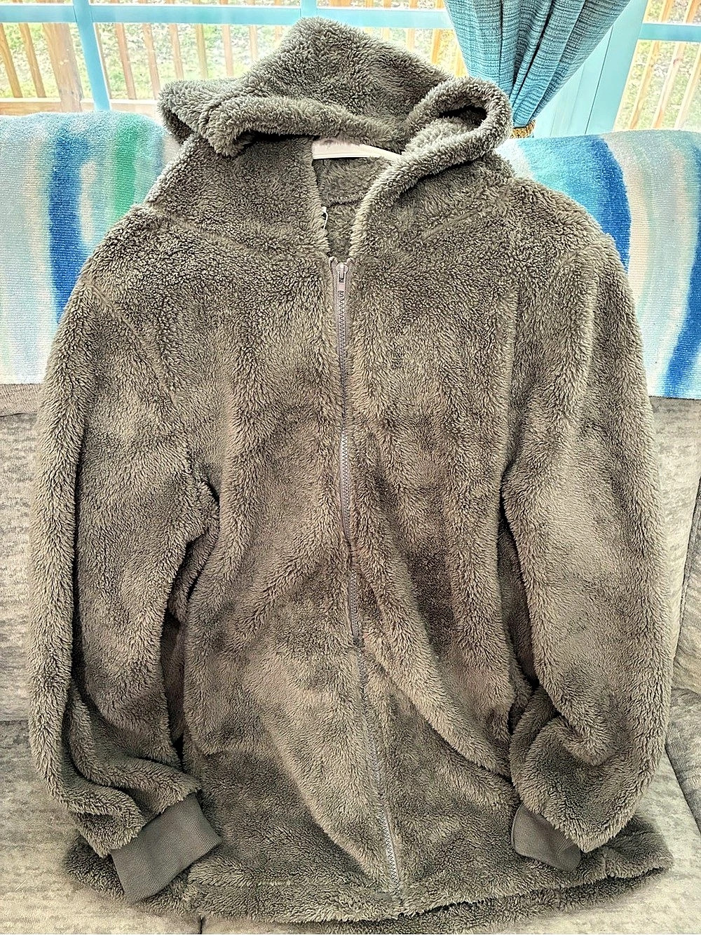 Gray Teddy Fleece Hooded Jacket Size XL NWT